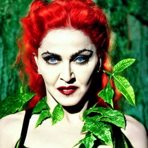 Prompt: madonna as poison ivy, dc, movie, photography, portrait, beautiful,