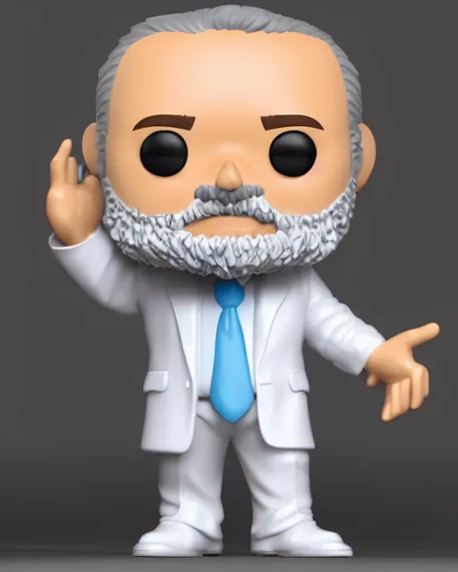 Image similar to full body 3d render of funko pop Lula presidente as a funko pop, studio lighting, white background, blender, trending on artstation, 8k, highly detailed