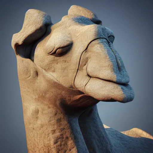 Prompt: camel sculpture made of opal, octane render , HDR