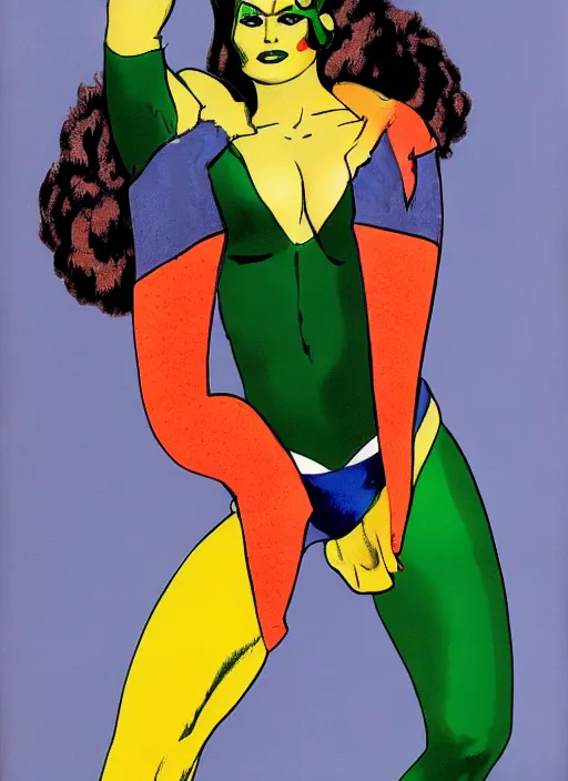 Image similar to a color portrait of the she hulk wearing fashion clothing by richard avedon dramatic lighting.