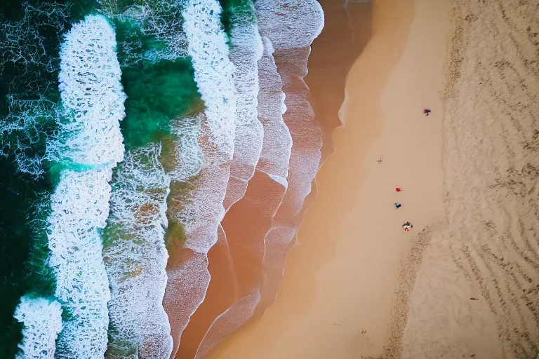 Image similar to top shot view of a beach, natural light, cinematic, 8 k