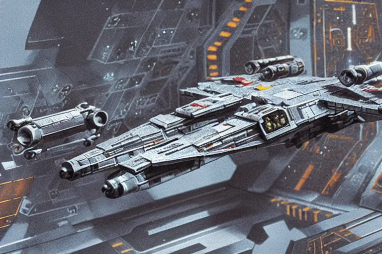 Image similar to closeup greeble detail of imperial start destroyer flying through x-wing fighter intricate hyper-detailed photorealistic 35mm