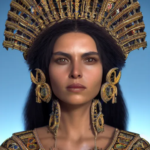 Prompt: portrait of wonderful incan princess zia with tanned skin, ornate 8 k gorgeous intricate detailed, accent lighting, dramatic light, octane render