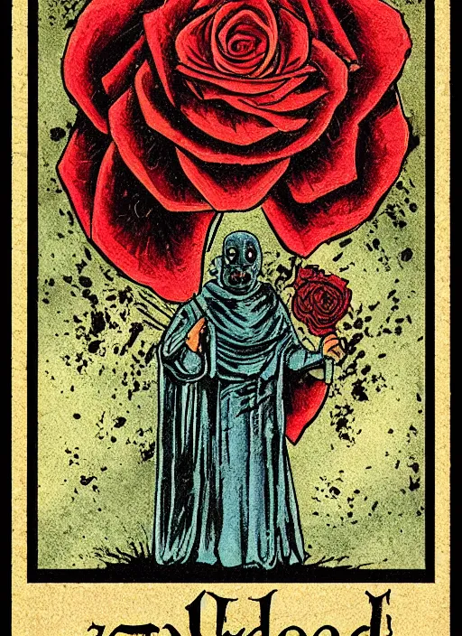 Image similar to tarot card :: horror :: vintage :: blood and roses :: by Yurtsev and Darkchylde