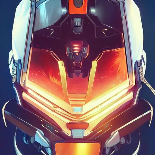 Image similar to a portrait of a stunning beautiful elite megan fox gundam pilot, with an intricate, detailed, urban inspired hiphop afro futuristic helmet, vector behance hd jesper ejsing, rhads, makoto shinkai, lois van baarle, ilya kuvshinov, rossdraws, hd, 3 2 k, ilya kuvshinov, gustav klimt