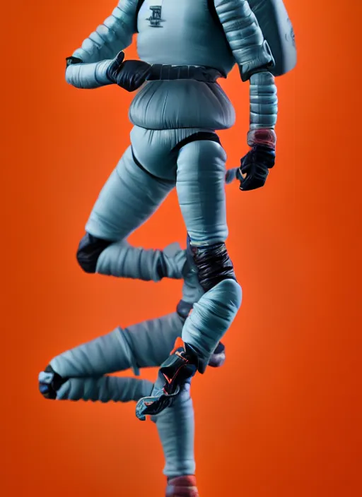 Prompt: accurate detailed pvc inflatable orange & teal colored action figure god, full body, futuristic, concept art, character only, detailed art, adidas streetwear, figurine!!!, studio lighting, grey background, no shadow, trending on artstation, 4 k, sharp, highly - detailed, focus on face!!!