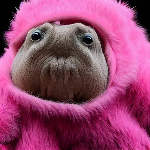 Image similar to A Tardigrade covered in pink fur