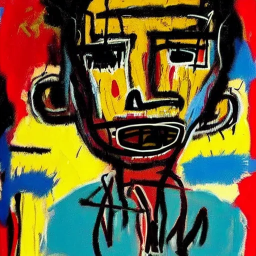 Image similar to a random person's portrait painted by jean michel - basquiat