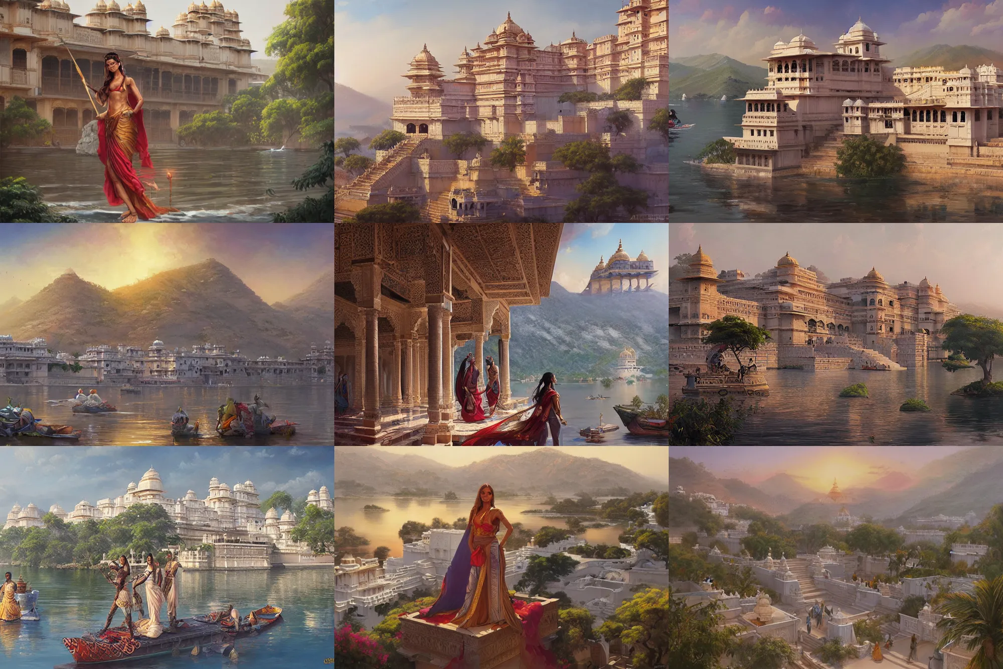 Prompt: painting of Udaipur, art by artgerm and greg rutkowski and magali villeneuve