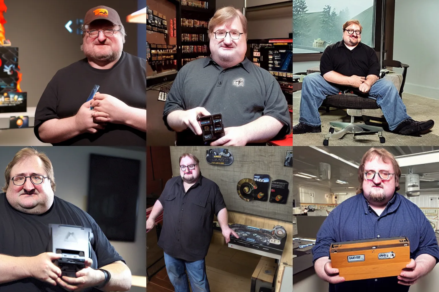 Gabe Newell holding a Steam Deck, Stable Diffusion