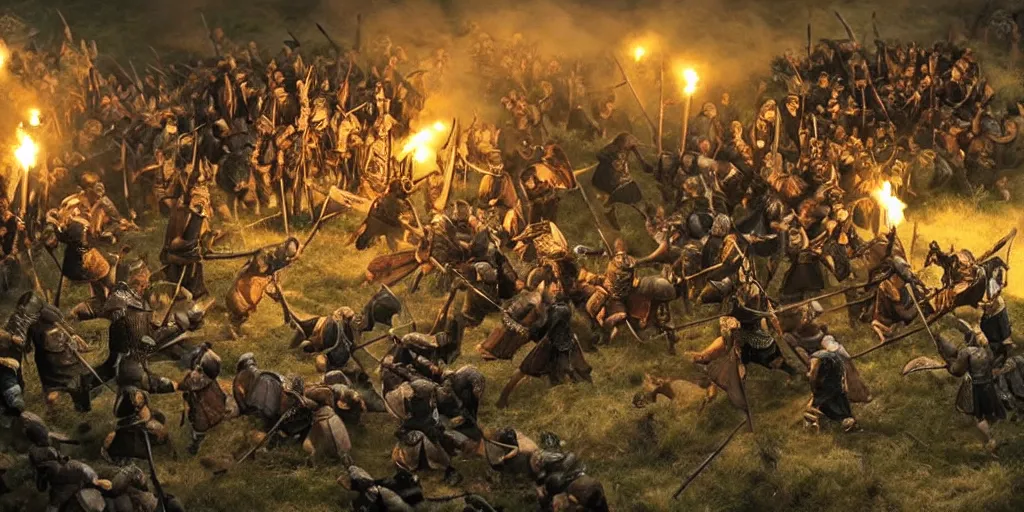 Prompt: Vikings fighting, very detailed and beautiful lighting