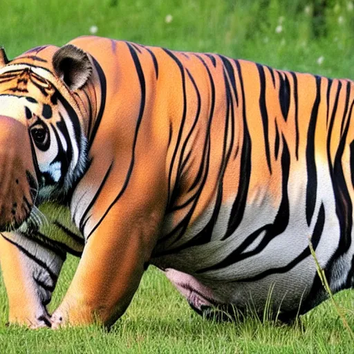 Image similar to a tiger hippo hybrid