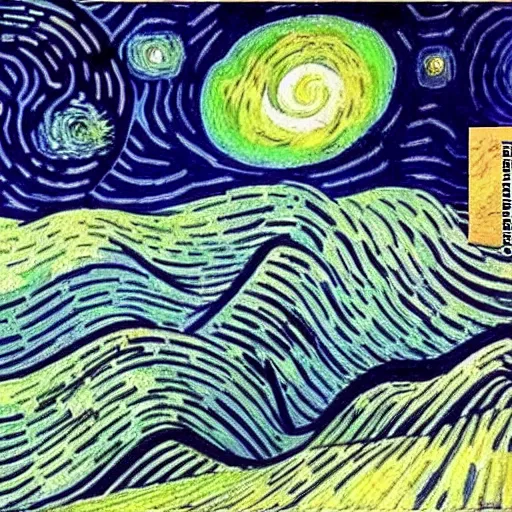 Image similar to a painting of a space ship launching by van gogh