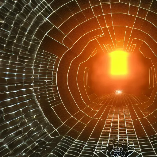 Image similar to 4 d, tesseract, fractles, infinity, psychedelic, space, time, fourth dimension, ultra realism, unreal, blender, detailed