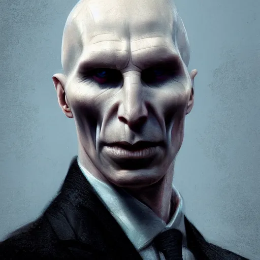 Image similar to portrait of voldemort, exudes terror, castle, mysterious breath, spitfire, photography, hyperrealistic, by greg rutkowski, smooth, illustration, elegant, artstation, digital painting.