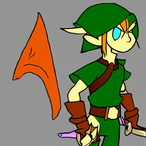 Prompt: link from legend of zelda in the style of cuphead