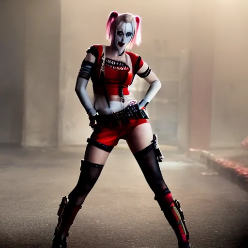 Image similar to charlize theron as harley quinn in suicide squad, 8k, RED camera