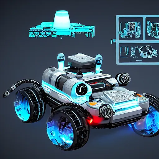 Image similar to small cyberpunk robot rover