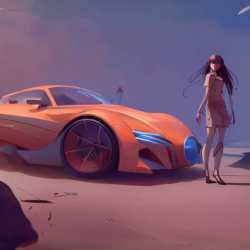 Prompt: concept car. art by jesper ejsing, feng zhu, rhads, makoto shinkai, lois van baarle, ilya kuvshinov, rossdraws. global light 3 d rtx hdr