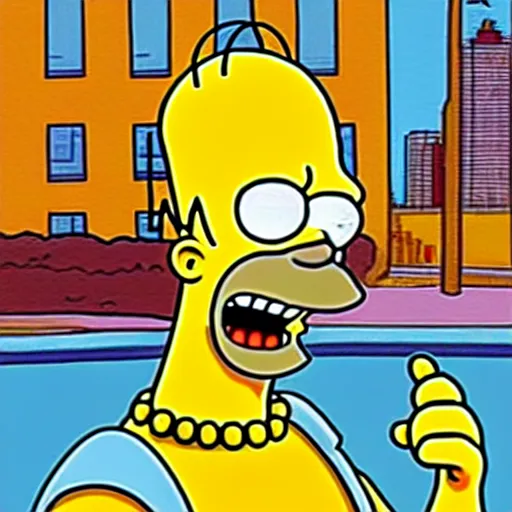 Image similar to homer simpson in a gta v cover art by stephen bliss