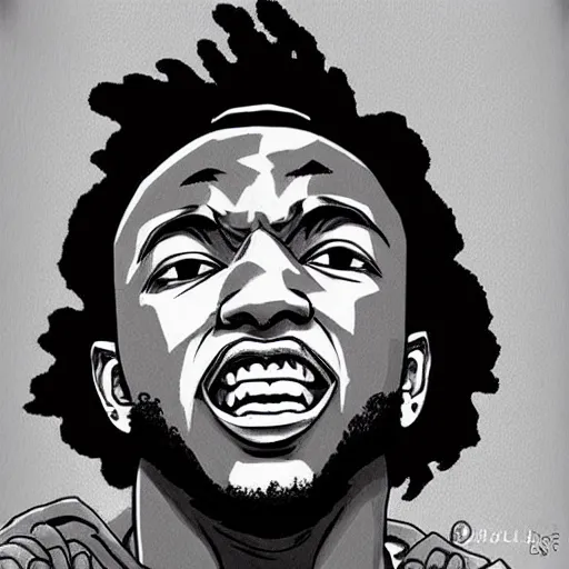 Image similar to kendrick lamar drawn in the style of dragon ball z