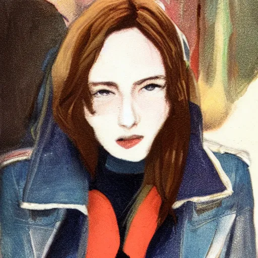 Image similar to < img alt = girl in a jacket >