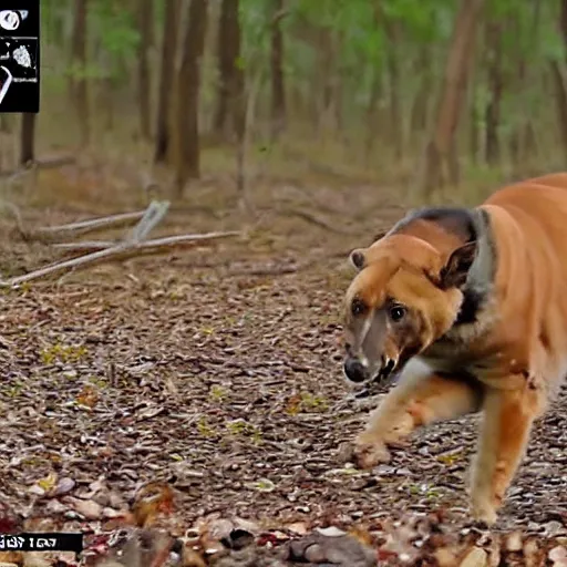 Prompt: trail cam footage of Cleveland Brown hunting his food, 4k