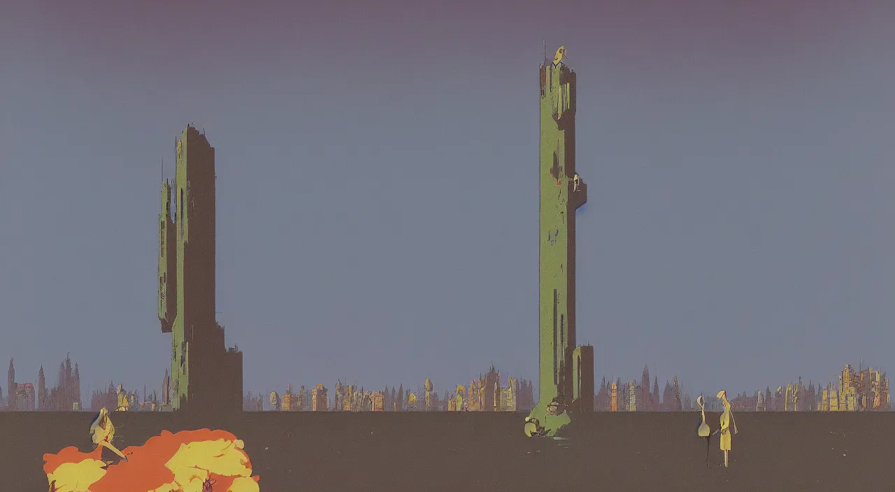 Prompt: single flooded simple hylics tower, very coherent and colorful high contrast!! masterpiece by rene magritte simon stalenhag carl spitzweg syd mead norman rockwell edward hopper james gilleard, minimalist, dark shadows, sunny day, hard lighting