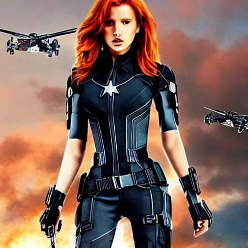 Image similar to “ bella thorne as black widow in the avengers ”