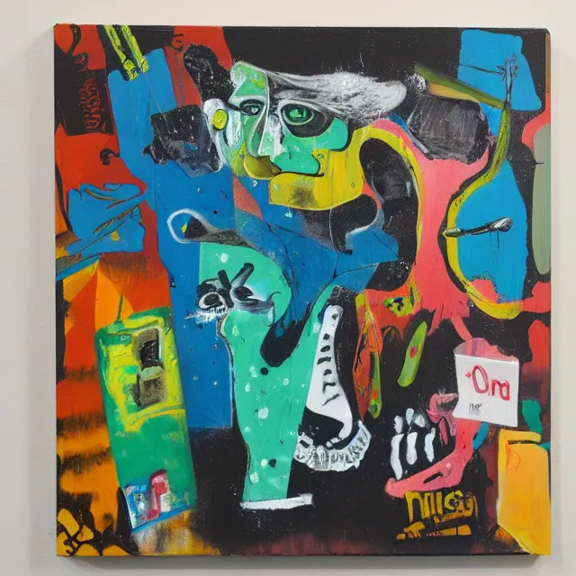 Image similar to anti - depressants, neo - expressionism, surrealism, acrylic and spray paint and oilstick on canvas