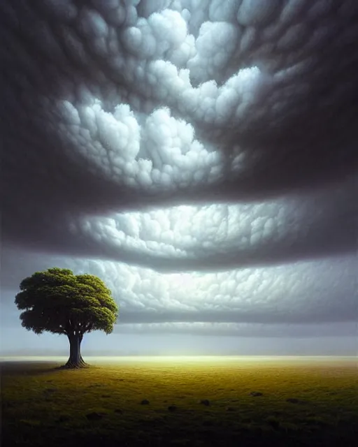 Image similar to a hyper - detailed 3 d render like an oil painting of cloud trees of the black oak savanna, surrealism!!!!! surreal concept art, lifelike, photorealistic, digital painting, aesthetic, smooth, sharp focus, artstation hd, by greg rutkowski, bruce pennington, valentina remenar, rhads, asher duran,