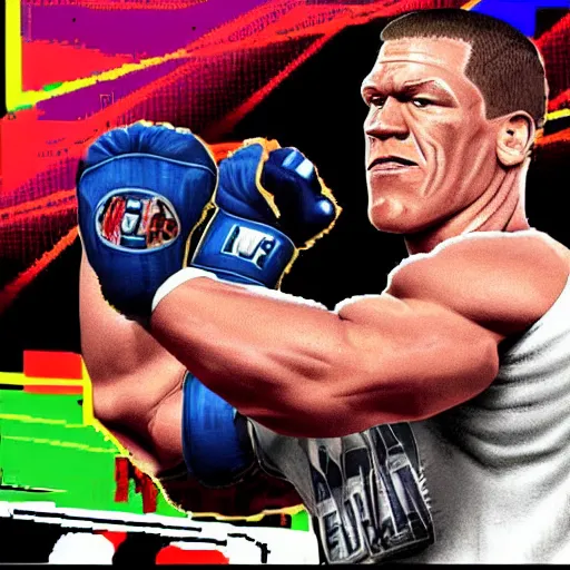 Image similar to John Cena in the style of PS1 graphics