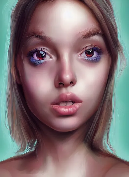 Prompt: a higly detailed digital art portrait of a cute, playful young woman by mel milton