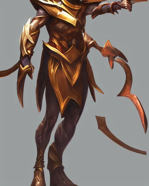 Prompt: realistic illustration of Azir League of Legends standing pose deviantart artstation concept art 4k