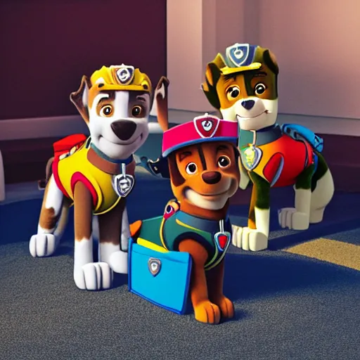 Prompt: paw patrol as real life human characters, furry, photorealistic, cinematic, 3 5 mm