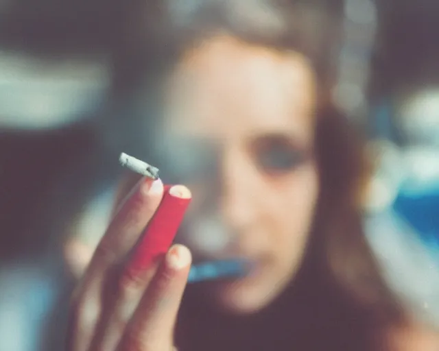 Image similar to a lomographic photo of woman hand with cigarette