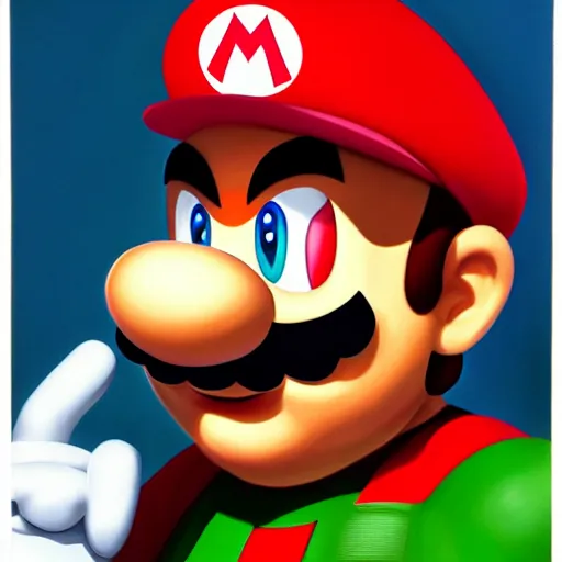 Prompt: an ultra - realistic portrait painting of mario from super mario bros in the style of alex ross. 4 k. ultra - realistic. highly detailed. epic lighting.