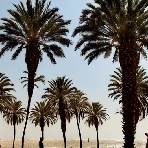 Prompt: tel aviv view the end of the world with palm trees