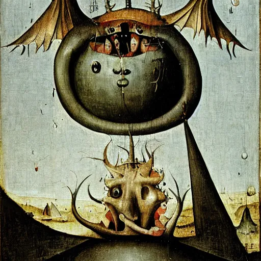 Image similar to basra monster by hieronymus bosch,