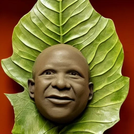 Image similar to a leaf sculpture of keavu reaves