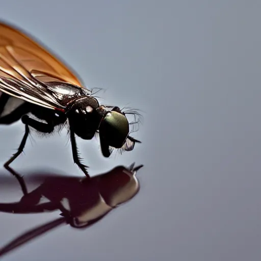 Prompt: housefly landing on a mirror surface, national geographic