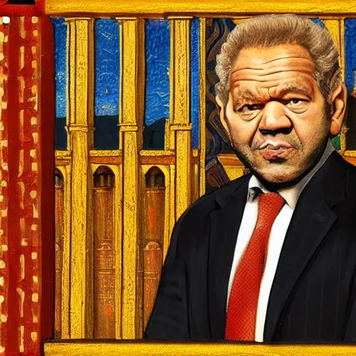 Image similar to Alan Sugar on the Apprentice in the style of byzantine art