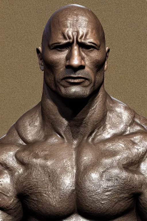 Image similar to (Dwayne Johnson carved anthracite portrait) sculpture by Rodin, ethereal, cinematic, weta workshop, ray trace, Zbrush, 3d sculpture, glow, cinematic, low light, photorealistic, volumetric, realistic, octane render, golden ratio, law of thirds, studio lighting, rim light, photo-bash, 8k post-production, hyperrealism, 80mm lens