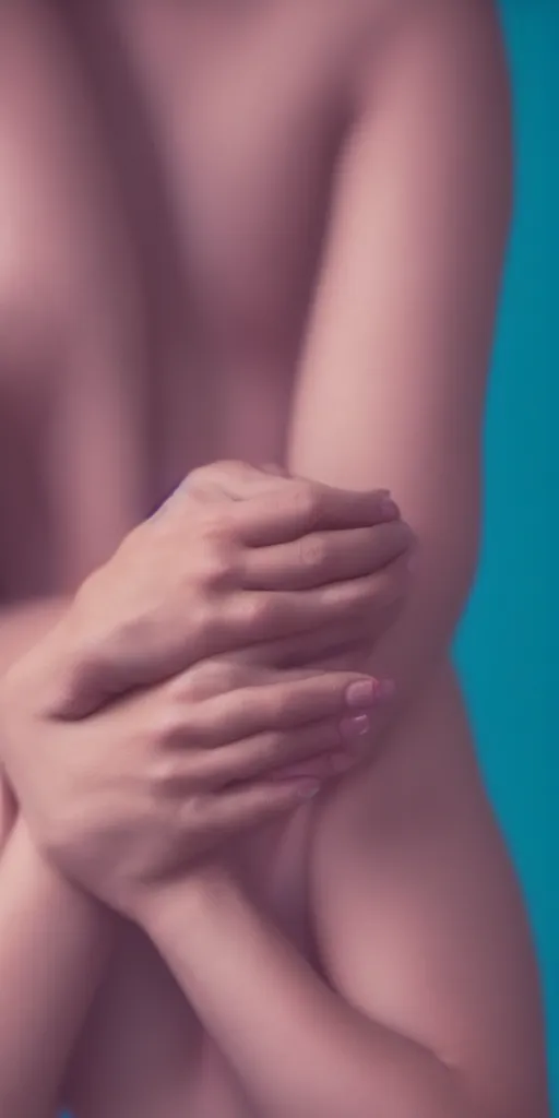 Prompt: a blurry closeup picture of woman's skin gripped tightly, female bodies, hands, macro photography, long exposure photograph, surrealism, anamorphic bokeh, orange and cyan lighting, cinematic