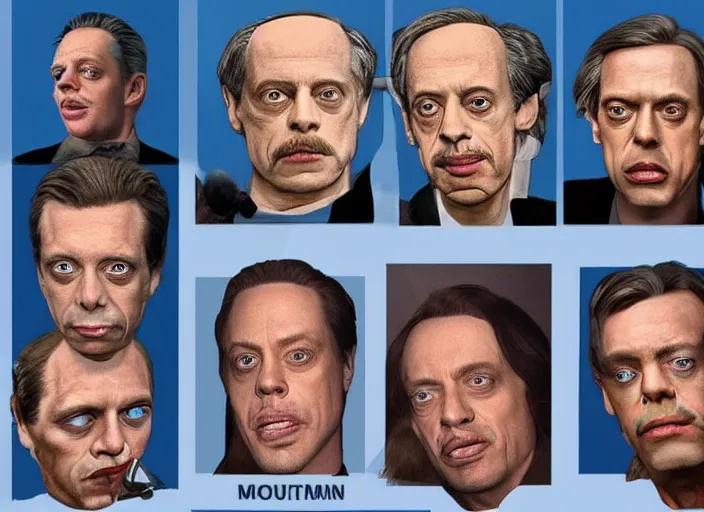 Prompt: Mount Rushmore but all the faces are Steve Buscemi