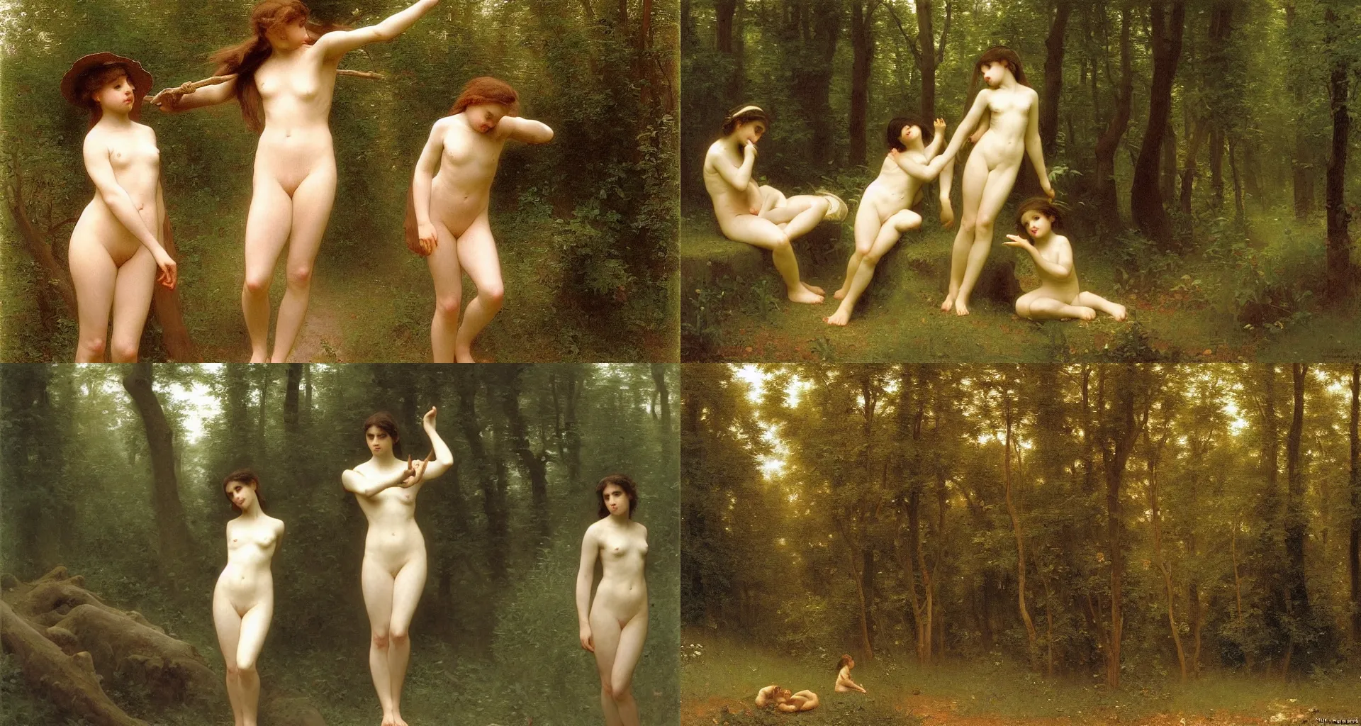 Prompt: forest art by william - adolphe bouguereau