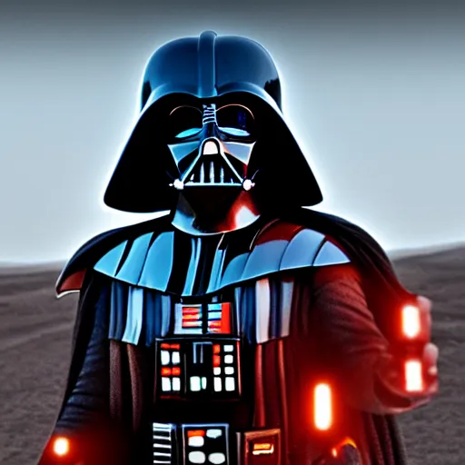 Image similar to 8 k award winning portrait photo of darth vader in mad max