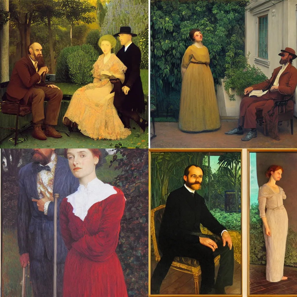 Prompt: eugene von guerard, max bedulenko, santiago rusinol, maria fortuny