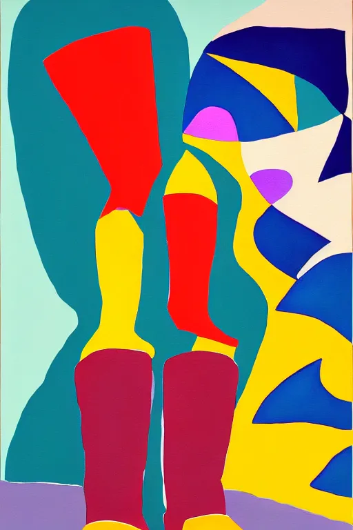 Image similar to a painting of a cowgirl wearing western clothing and cowboy boots, in the style of eileen agar, digital art