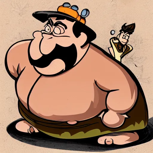 Prompt: fantasy art sketch of fred flintstone as an old curmudgeon